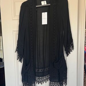 S-Twelve Black Lace Kimono